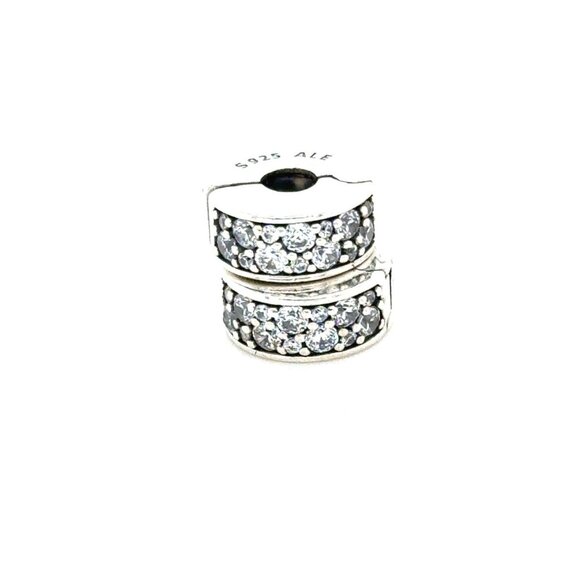 2 Pandora Pave White Cz Shining Elegance Clip Charms - Picture 3 of 5